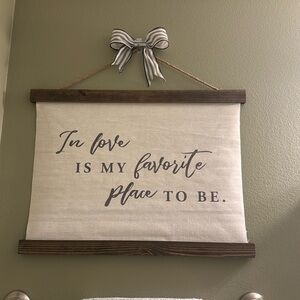 Wall decor- banner made of canvas and wood